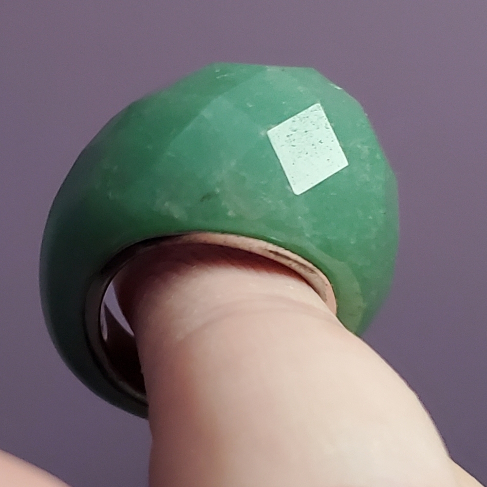 Jadeite Sterling Silver Ring Size 6.75 (fits smaller 6.5)
